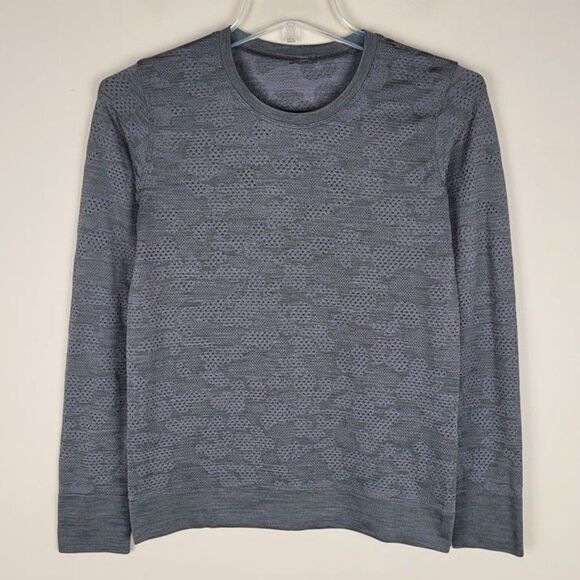 Lululemon Size 4 Swiftly Breathe Long Sleeve Shirt Vented Camo Green Gray - Picture 1 of 9